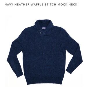 Jeremy Argyle Mens XL Blue Shawl Neck‎ Waffle Knit Long Sleeve Pullover Sweater